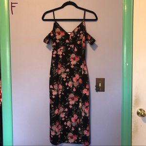 Black Floral Formal Dress w/ Slit